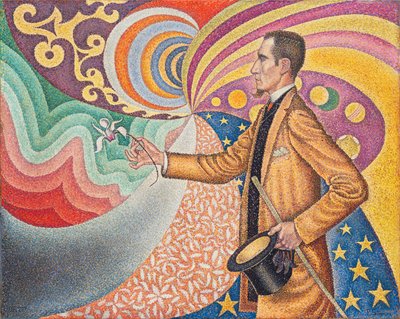 Opus 217. Against the Enamel of a Background Rhythmic with Beats and Angles, Tones and Tints, Portrait of Felix Feneon in 1890 by Paul Signac