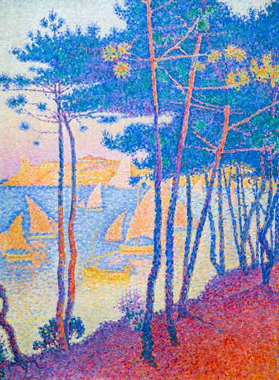 Sailing boats and pine trees by Paul Signac