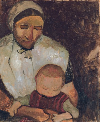 Seated Woman with Child on Her Lap by Paula Modersohn Becker