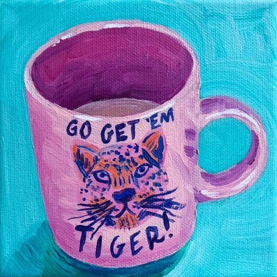 Pink Tiger Mug by Pauline Wegman | Key and Sea Creative