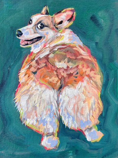 Vibrant Corgi Dog by Pauline Wegman | Key and Sea Creative