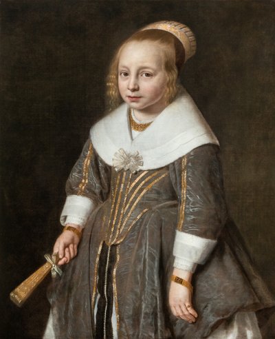 Portrait of a Young Girl Holding a Fan by Paulus Hennekyn