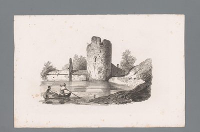 Two Figures in a Boat by a Ruin (Principles of Landscapes) by Paulus Lauters