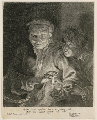 Old Woman and Boy with Candles by Paulus Pontius