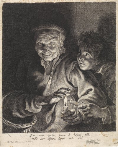 Old Woman and Boy with Candles by Paulus Pontius