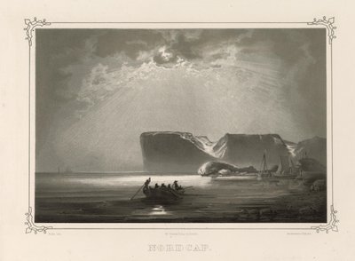 North Cape. Illustration from the book Norway Represented in Drawings by Asbjørnsen, P.Chr. and published by Chr. Tønsberg (1848) by Peder Balke
