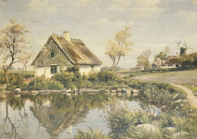 A Cottage by a Pond by Peder Monsted