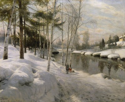 April Day by the Hunnselva, Raufoss by Peder Monsted