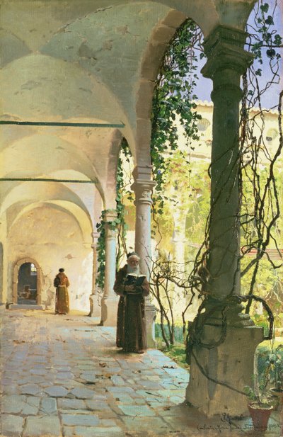 In the Cloisters of Santa Maria Jesus Monastery, in Taormina by Peder Monsted