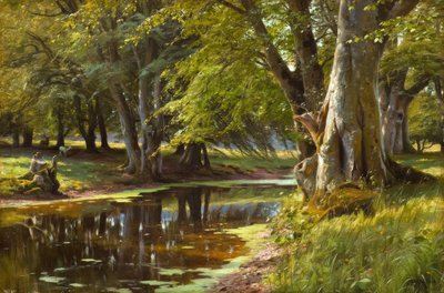 Peder Mønsted, Summer Day by the Forest Stream by Peder Monsted