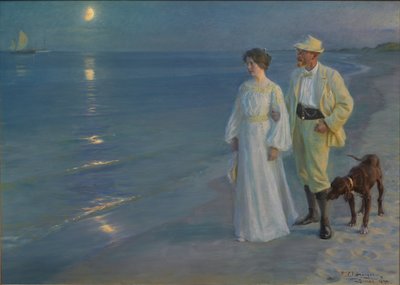 Summer Evening at Skagen Beach. The Artist and His Wife. by Peder Severin Krøyer