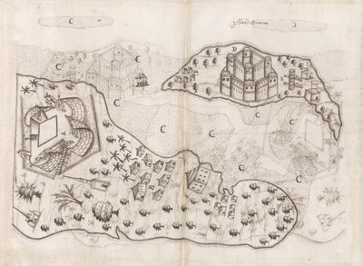 Portuguese plan of the Bahrain islands, Livro do Estado da India Oriental of Pedro Barreto de Resende, Sloane MS 197, f.165v-166r by Pedro Barretto de Resende