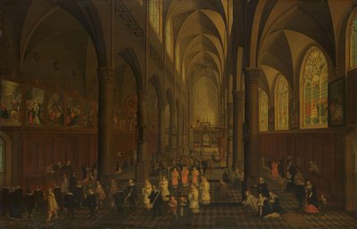 The Interior of the Dominican Church, Antwerp, Looking East, with the Procession of the Holy Sacrament by Peeter Neeffs (I)