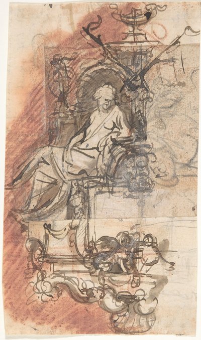 Design for a Sepulchral Monument with a Seated Female Figure by Peeter Verbrugghen II