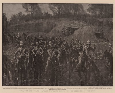 Twilight and Peace, Cavalry Watering Horses in the Security of the Dusk by Percy F.S. Spence
