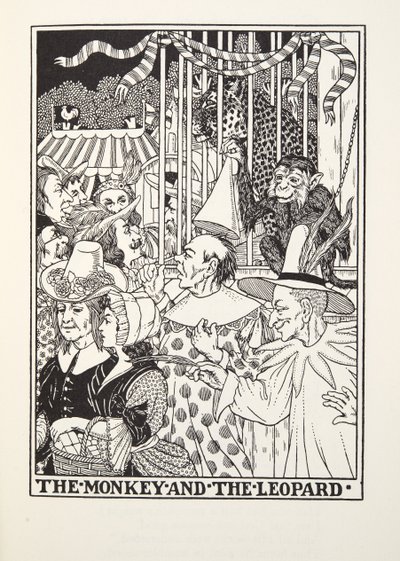 The Monkey and the Leopard, from Fontaine Fables, pub. 1905 by Percy J. Billingshurst