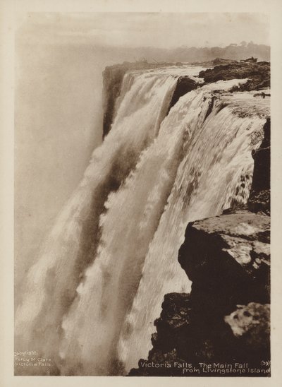 Victoria Falls, The Main Fall from Livingstone Island by Percy M. Clark
