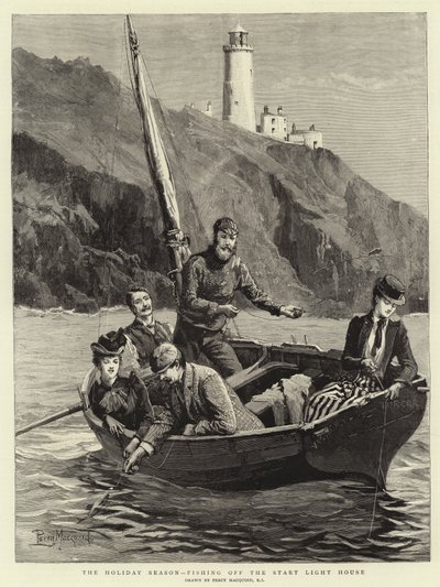 The Holiday Season, Fishing off the Start Light House by Percy Macquoid