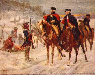 Washington And Lafayette At Valley Forge by Percy Moran