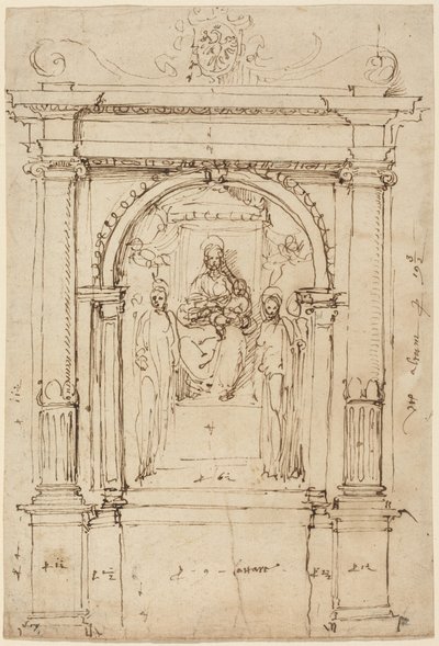 Altarpiece of the Madonna and Child with Saints, in Its Architectural Setting by Perino del (1501-47) Vaga