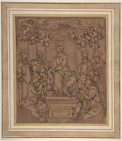 Virgin and Child Enthroned with Saint Anthony Abbot, Saint Peter, Saint Paul by Perino del Vaga
