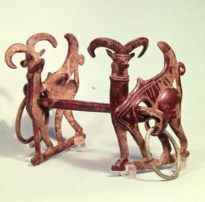 Horse bits decorated with two ibexes, from Lorestan, Iran by Period Neo Elamite