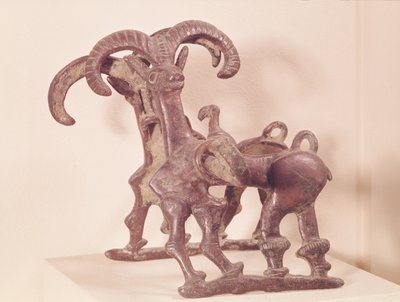 Horse bits decorated with two ibexes, from Lorestan, Iran by Period Neo Elamite