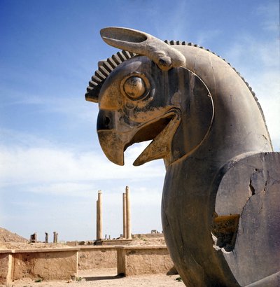 A Griffon, Legendary Creature Half Eagle, Half Lion. Column of the Apadana, Palace of Darius I, Persepolis, Iran by Persian School