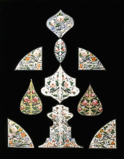 A Group of Ten Qajar Mirror Paintings, Decorated with Various Flowers and Perching Birds by Persian School