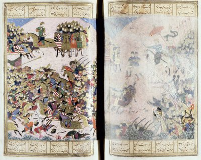 Battle Between Isfandiyar and Arjasp, illustration from the Shahnama (Book of Kings) by Persian School