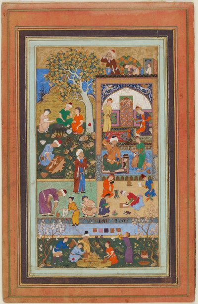 Folio from an album; A School Scene, Tabriz, Iran, Safavid period, c.1540 by Persian School