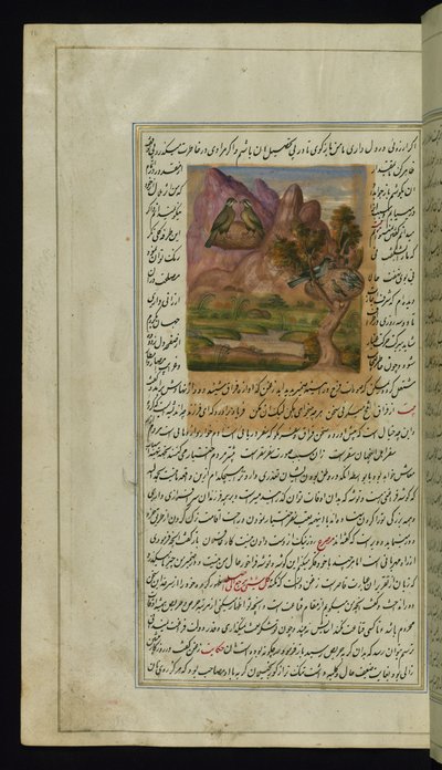 Two Hawks and a Crow’s Nest from Lights of Canopus by Persian School