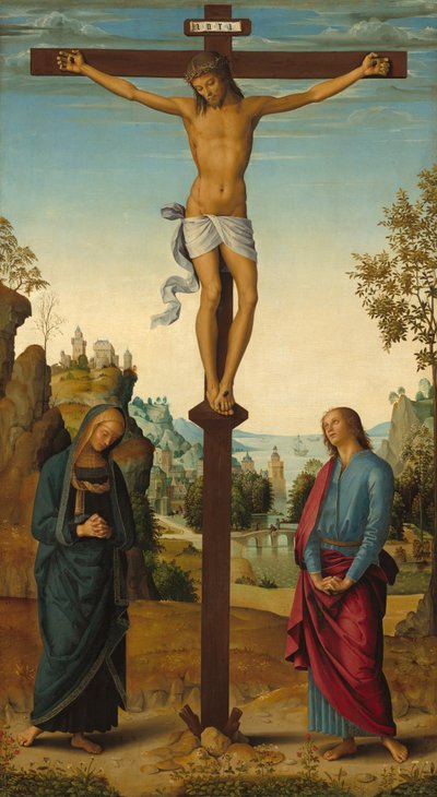 The Crucifixion with the Virgin, Saint John, Saint Jerome, and Saint Mary Magdalene, c. 1482-1485 by Perugino