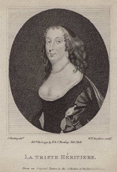 The Sad Heiress, Anne St John, Countess of Rochester (engraving) by Peter (after) Lely