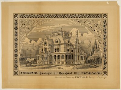 N. C. Thompson House, Rockford, Illinois, Perspective by Peter Bonnett Wight