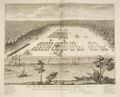 A View of Savannah as it Stood on the 29th March 1734, Engraved by P. Fourdrinier, London by Peter Gordon
