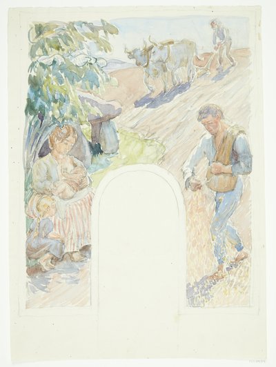 Agriculture. Draft for a Planned Fresco in Faaborg by Peter Hansen