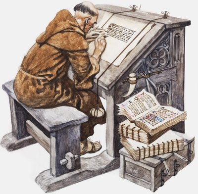 A Monk at His Desk in a Scriptorium by Peter Jackson