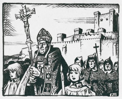 Bishop Poore leads his people away from Old Sarum to found Salisbury in 1220 by Peter Jackson
