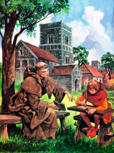 Boy learning in Norman times by Peter Jackson