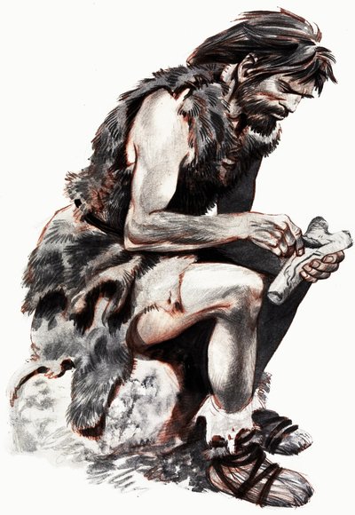 Caveman Whittling a Bone by Peter Jackson