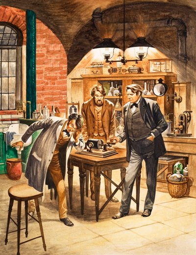 Edison Demonstrating the First Phonograph in His Laboratory by Peter Jackson