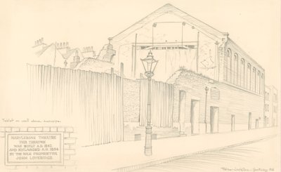 Marylebone Theatre, London, Rear of Theatre in Mulready Street by Peter Jackson