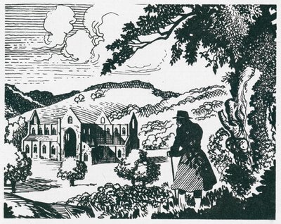 Tintern Abbey being viewed by William Wordsworth by Peter Jackson