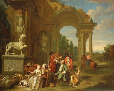 A Hunting Party in Classical Ruins by Peter Jacob Horemans