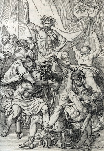 Heptarchy: Representation of Anglo-Saxon Leader Hengist Slaying His Enemies to Found the Kingdom of Kent, circa 461 by Peter Johann Nepomuck Geiger