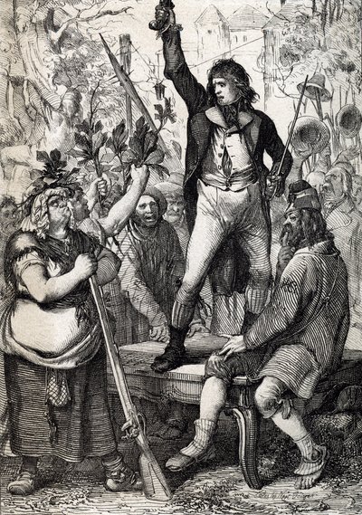 Outbreak of the French Revolution in 1789: The Assembled Populace is Urged to Choose the Colour of a Cockade and to Take Up Arms by Peter Johann Nepomuck Geiger