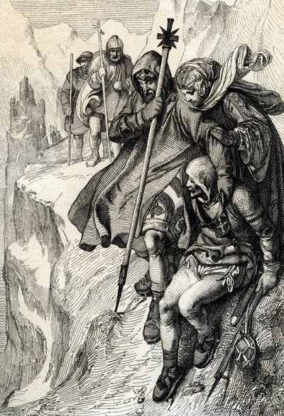 The King of the Romans Henry IV Passing the Pass of Mount Cenis to Cross the Alps and Go to the Countess Mathilde of Tuscany to Canossa Where Pope Gregory VII, January 1077 by Peter Johann Nepomuck Geiger