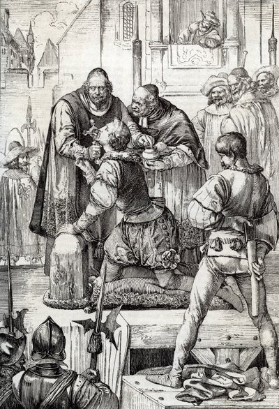 War of Ninety Years (or revolt of the Netherlands) (1568-1648): the decollation of Lamoral, Count of Egmont, Prince of Gavre (1522-1568), Dutch politician - He was condemned in the framework of the Council of Troubles (or Blood Council) by Peter Johann Nepomuck Geiger