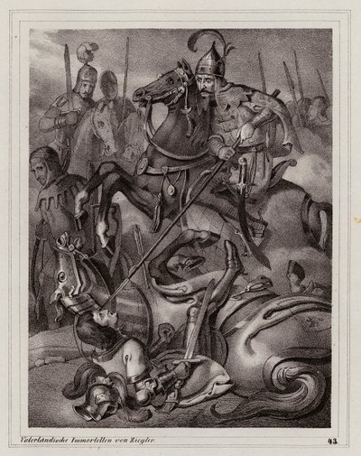 Death of Frederick II of Austria at the Battle of the Leitha River by Peter Johann Nepomuk Geiger
